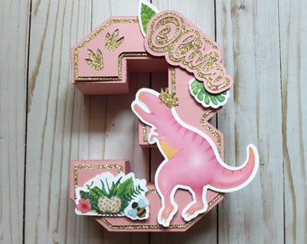 3 Rex number 3, 3 Rex party centerpiece, 3 Rex party photo prop, girl dinosaur party decor, girl birthday party decorations, dino birthday.