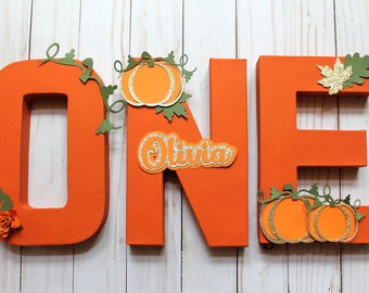 ONE first birthday pumpkin letters, Our Little Pumpkin First Birthday, Pumpkin first birthday, pumpkin birthday letters, pumpkin patch party