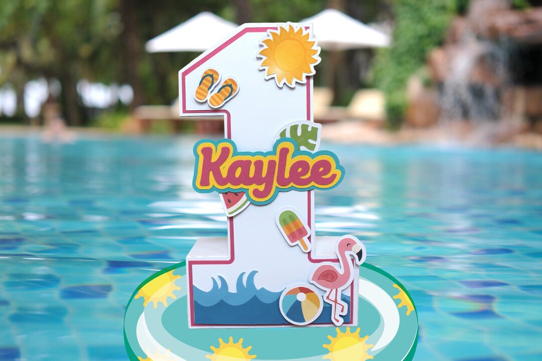 One in the Sun Number 1, Pool Party Numbers, Summer Birthday Party Cake ...