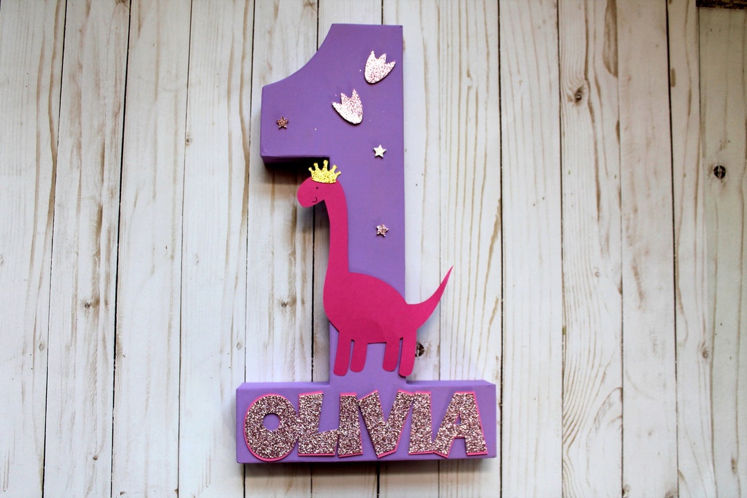 Large Number One Princess Dinosaur Stand up Number 1 Etsy