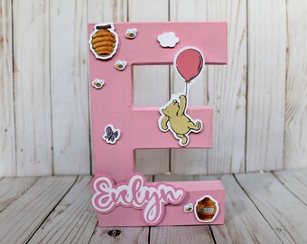 Winnie the Pooh inspired letters, Winnie the Pooh baby shower decoration, pooh nursery decor, girl baby shower decor, Pooh table centerpiece