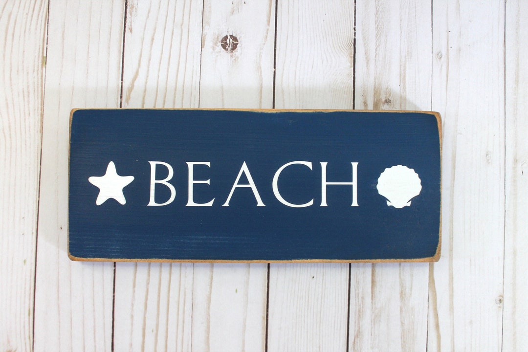Beach Sign Beach Wall Sign Wood Beach Sign Beach Sign Blue Etsy
