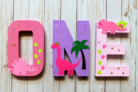 Dinosaur Paper Mache Numbers, Dinosaur Girl Birthday, Dinosaur Girl  Birthday, One Letters for 1st Birthday, Princess Dinosaur Party. 