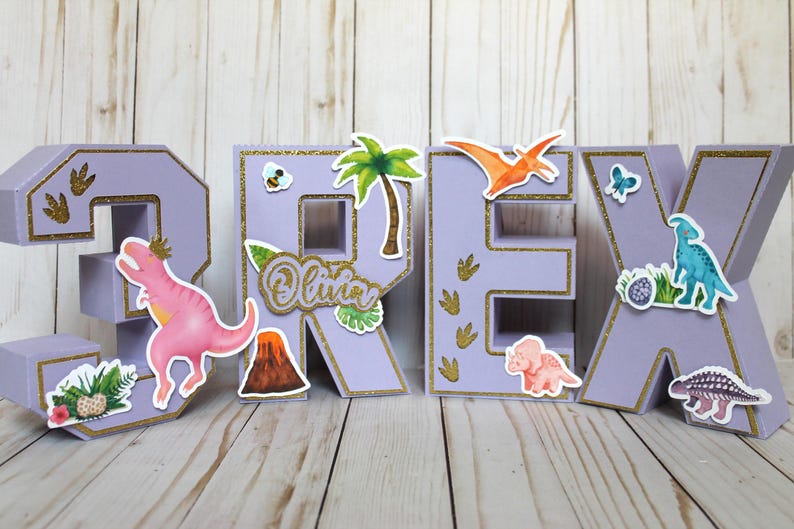 3REX 3D Letters, Girl 3REX Centerpiece, Girl 3REX Birthday Party Decor ...