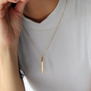 Gold Filled Initial Bar Necklace, Vertical Bar Necklace, Personalized Initial Jewelry, Monogram Necklace, Personalized Gift Idea for Her