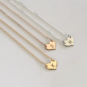 Personalized Initial Heart Necklace, Custom Initial Heart Choker, Heart Necklace with Initial, Heart Charm Necklace, Mother&#39;s Day Gift Idea