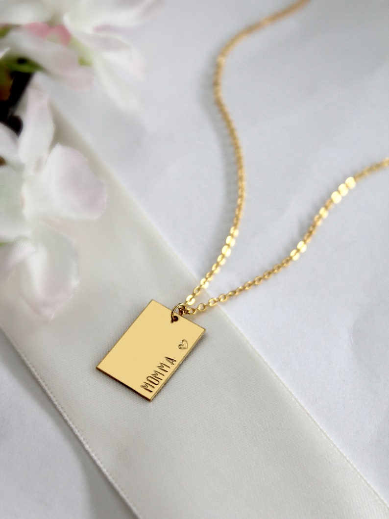 14k Gold Filled Name Tag Necklace Personalized Dog Tag Etsy