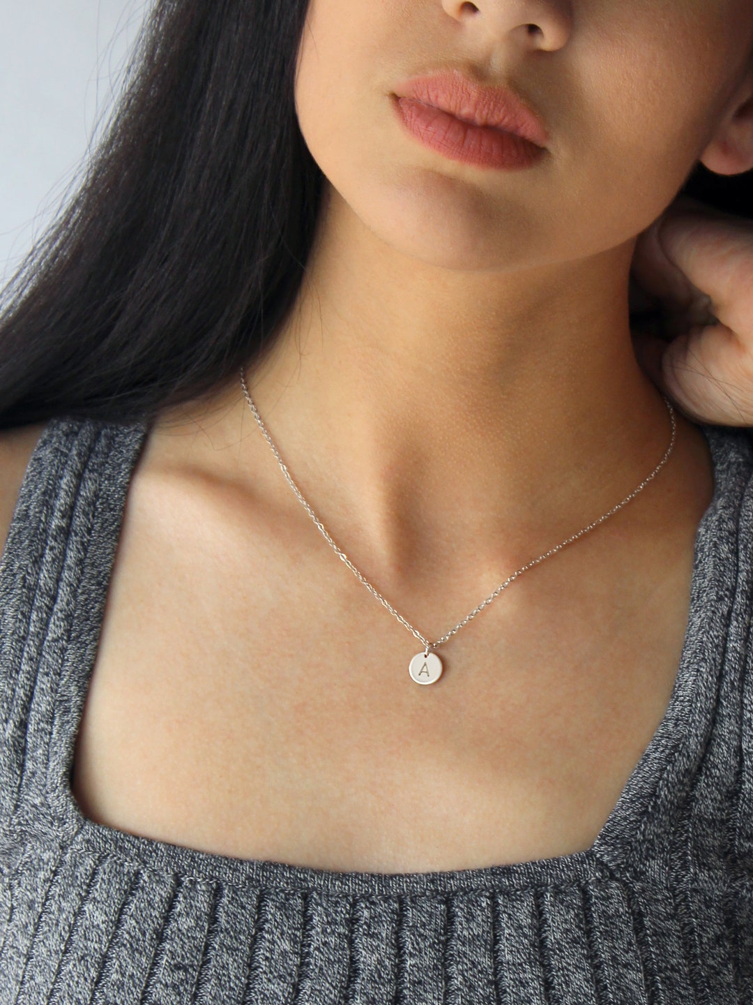 Tiny Round Initial Necklace Custom Initial Necklace Initial Etsy Canada