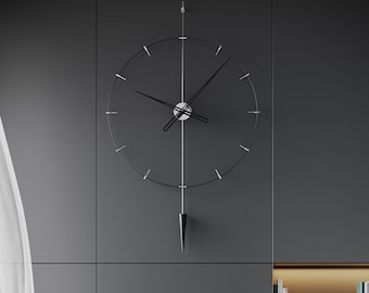 Contemporary Pendulum Wall Clock – Open Frame Design, Silent German Movement, Modern Decor
