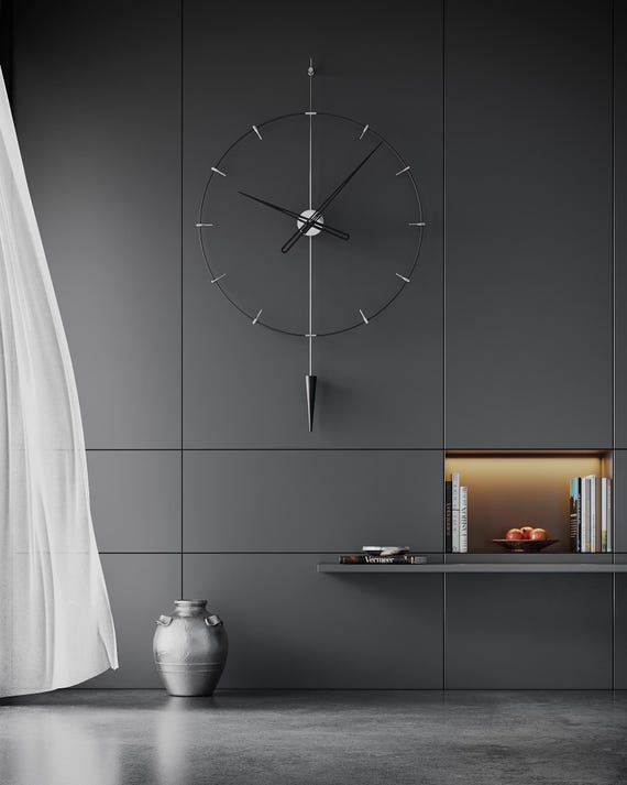 Contemporary Pendulum Wall Clock – Open Frame Design, Silent German Movement, Modern Decor