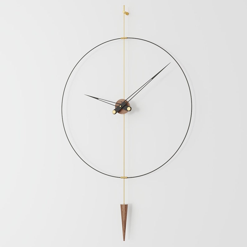 Grande orologio da parete moderno, orologi da parete unici, orologio da parete Big Ben, orologio oversize, orologio minimalista, orologio da parete per ufficio, orologio da parete di design Walnut/Gold