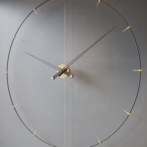 Große Wanduhr Modern, Einzigartige Wanduhren, Big Ben Wanduhr, Übergroße Uhr, Minimalistische Uhr, Büro Wanduhr, Design Wanduhr Gold/Black