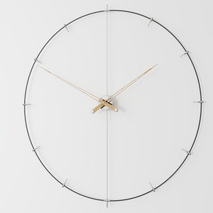 Große Wanduhr Modern, Einzigartige Wanduhren, Big Ben Wanduhr, Übergroße Uhr, Minimalistische Uhr, Büro Wanduhr, Design Wanduhr Silver/Oak