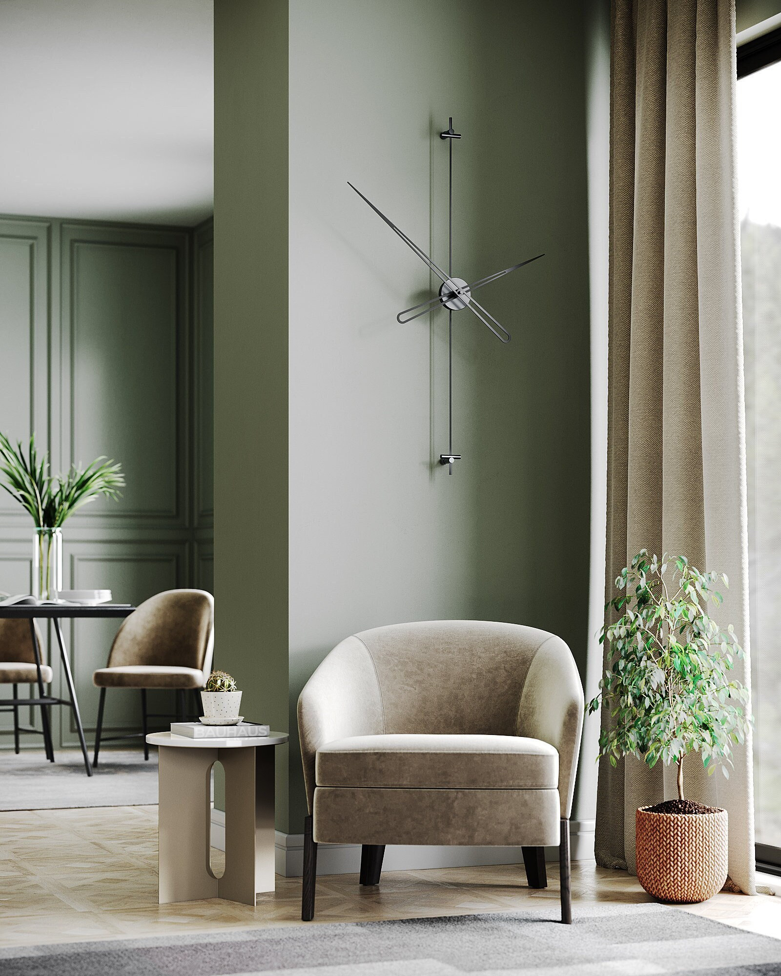 Large Modern Wall Clock Handmade Minimalist Steel Design