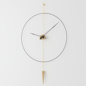 Grande orologio da parete moderno, orologi da parete unici, orologio da parete Big Ben, orologio oversize, orologio minimalista, orologio da parete per ufficio, orologio da parete di design Oak/Gold