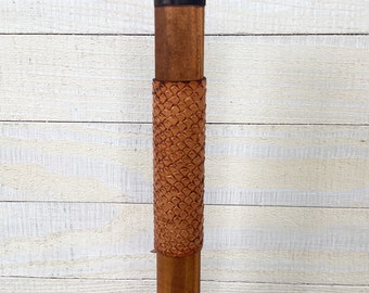 Leather Walking Stick GRIP Or Cane Reptile Embossed Boa US Veteran Made USA
