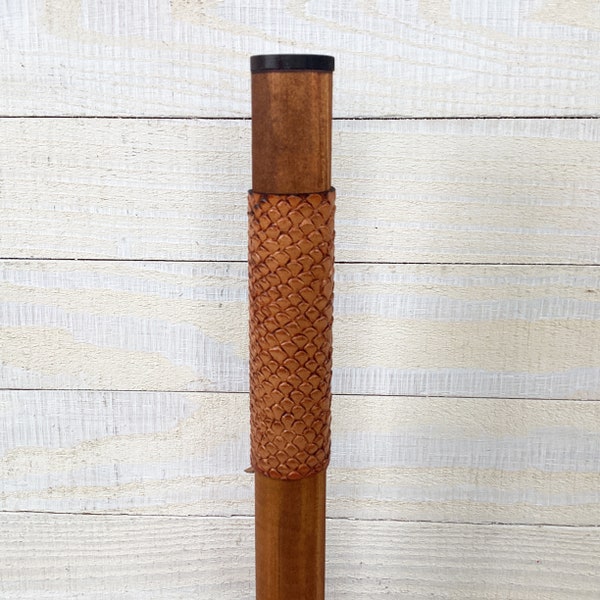 Leather Walking Stick GRIP Or Cane Reptile Embossed US Veteran Made USA