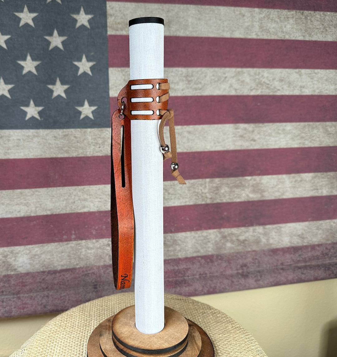 Custom Leather Walking Stick Wrist Strap US Veteran Made USA Hiking