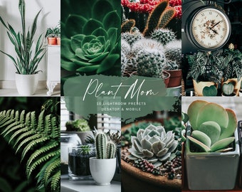 10 PLANT MOM Lightroom Presets for Mobile and Desktop, green presets, plant presets, earthy presets, influencer presets, photo editing