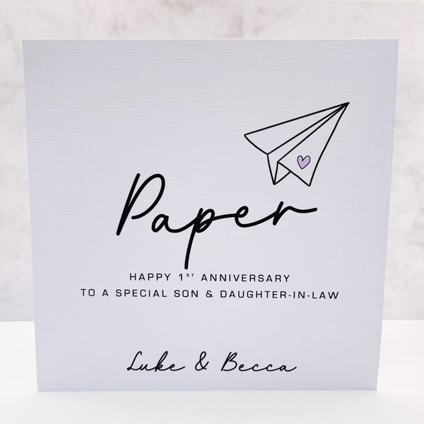 Personalised 1st Wedding Anniversary Card, Paper First Wedding Anniversary Card