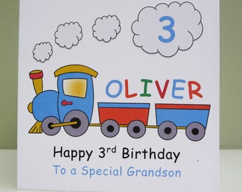 Personalised Boys Birthday Cards - Handmade Train Birthday Card - Boys Birthday Card - 1st 2nd 3rd 4th 5th 6th Any Age - Any Relative