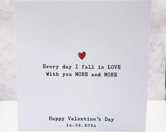 Valentines Day Card, Every Day I Fall in Love with you More and More, His and Hers Valentines'd Cards