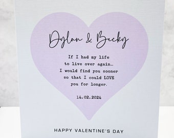 Personalised Valentine's Day Card, Heart Valentines Card, If I had my Life Over... Boyfriend, Girlfriend