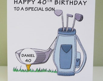 Personalised Mens Birthday Card - Golf Birthday Card - Golfing - Sport 16th 18th 21st 30th 40th 50th 60th 70th Any Age - Any Relative