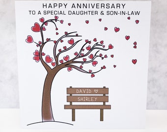 Personalised Wedding Anniversary Card Daughter and Son-in-Law, Sister and Brother-in-Law Any Relation, Congratulations