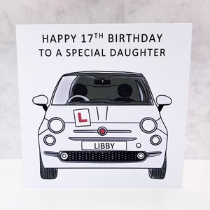 Personalised Girls Birthday Card - Personalised 17th Birthday Card - Any Age - Car - Learner Driver - Girls Birthday Card - 17th