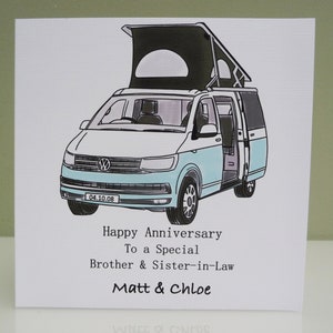 Personalised Wedding Anniversary Card - Campervan Anniversary Card - Engagement Card - Camper Van - VW Transporter T6 T5 T4