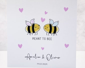 Personalised Bee Valentines card, Meant to Bee Valentines Card, Cute Valentine's Card