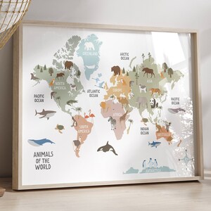 Animals World Map, Kids Animal World Map Printable, UPDATED World Map ...