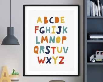Superhero Alphabet Print, Nursery ABC, Alphabet Superhero Wall Art, Boy Nursery Art, Baby Superhero Print