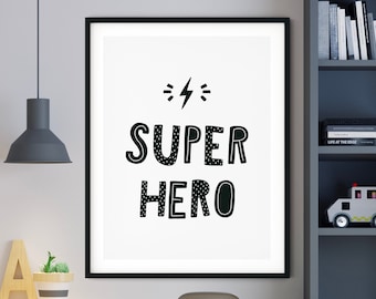 SuperHero Print, Kids Room Decor, Kids Wall Art, Nursery Wall Decor, Kids Room Print, Super Hero Nursery Decor