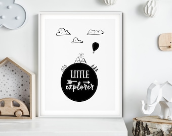 Little Explorer Print, Kids Room Decor, Kids Wall Art, Nursery Wall Decor, Kids Room Print