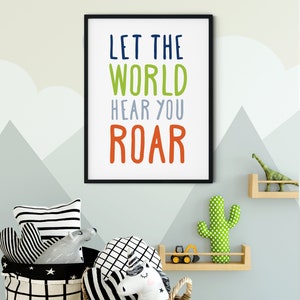 Dinosaur Printable Art, Let the World Hear You Roar, Dinosaur Nursery Art, Dinosaur Party
