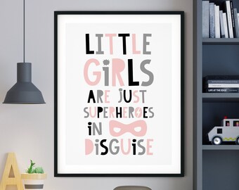 Supereroi sotto mentite spoglie stampabili, arte della parete dei supereroi, arte della cameretta dei supereroi, arredamento della camera per ragazze, regole dei supereroi, stampa con download istantaneo