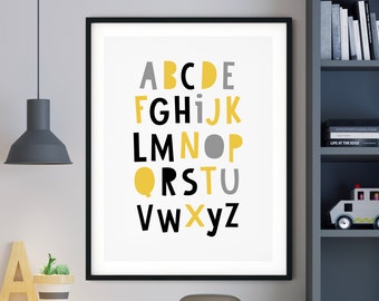 Superhero Alphabet Print, Nursery ABC, Alphabet Superhero Wall Art, Boy Nursery Art, Baby Superhero Print