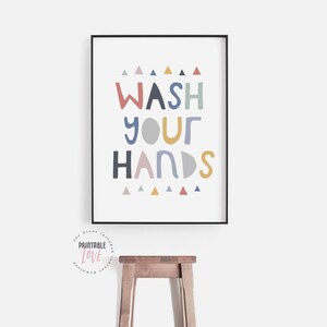 Wash Your Hands, Kids Bathroom Printable, Wash Your Hands Print, Kids Bathroom Art, Bathroom Wall Decor, Bathroom Rules