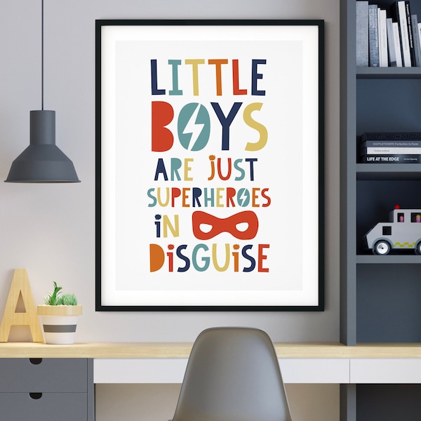 Superheroes in Disguise Printable, Superhero Wall Art, Superhero Nursery Art, Boys Room Decor, Super Hero Rules,  Instant Download Print