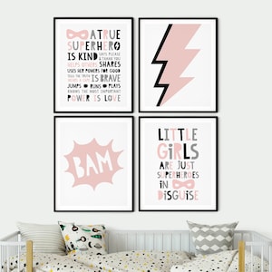 Set of 4 Superhero Prints, Superhero Instant Wall Art, Superhero Nursery, Super Hero Girls, Superhero in Disguise Instant Download Printable