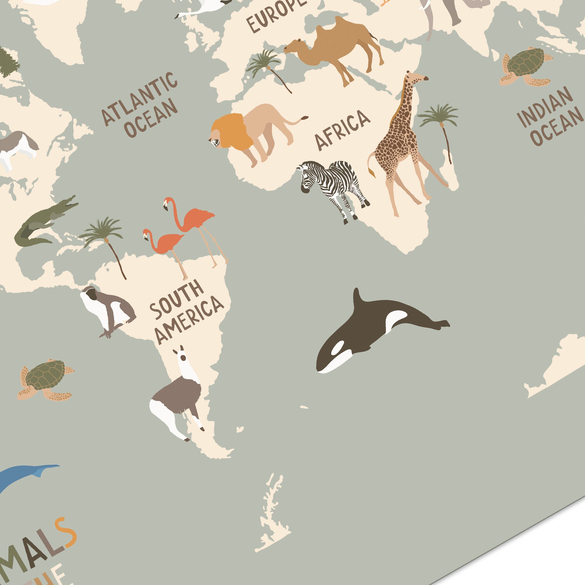 Animals World Map, Kids Animal World Map Printable, UPDATED World Map ...