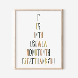 Kids Bathroom Eye Chart, Pee in the Toilet, Funny Bathroom Print for Boys, Bathroom Wall Decor, Bathroom Print