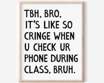 Middle and High School Classroom Wall Art, English Math Science Poster, Teacher Classroom Rules, No Phones in Class Sign DIGITAL DOWNLOAD