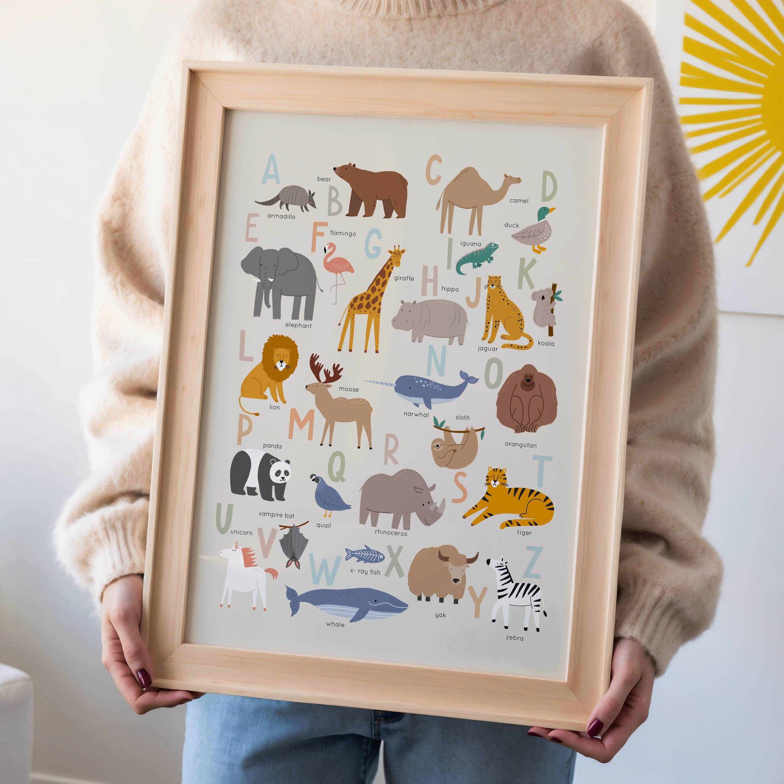 Animal Alphabet Poster, PRINTABLE Wall Art, Educational ABC Poster ...
