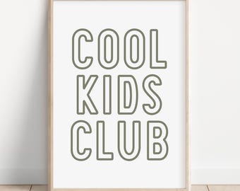 Cool Kids Club Print, Playroom Printable, Modern Nursery Decor, Siblings Room, Minimalist Neutral Kids Art, Kids Wall Art, Instant Download