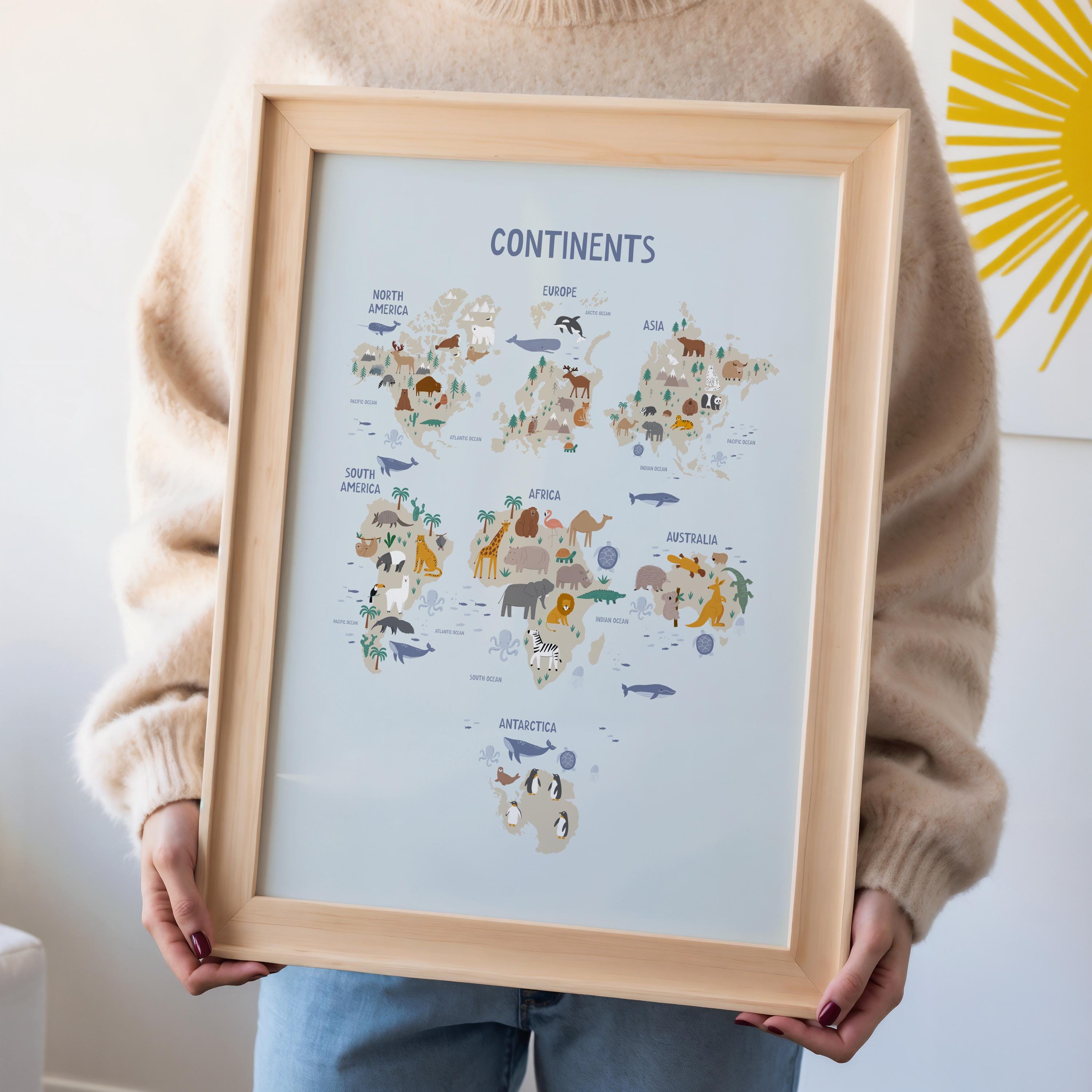 Animals World Map, Continents Kids Animal World Map Printable, UPDATED ...