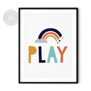 Let's Just Play Printable, Set of 3 Prints, Playroom Printable, Nursery ...