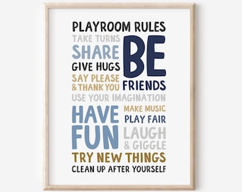 Playroom Rules Printable, Playroom Rules Instant Download, Boys Playroom Wall Art, Playroom Rules, Playroom Decor, Printable Art